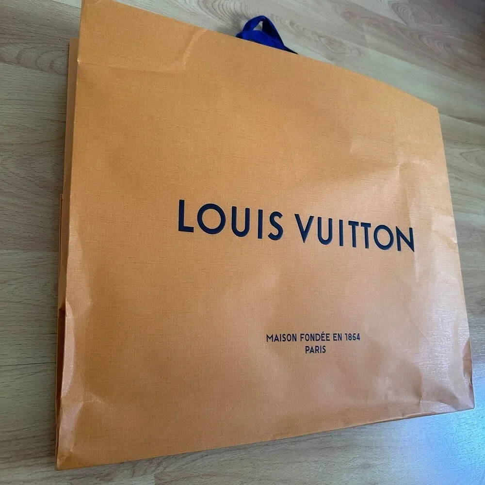 LV Louis Vuitton Paper Shopping Bag - orange XL, 19.25